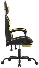 Cadeira gaming giratória + apoio couro artificial preto/dourado