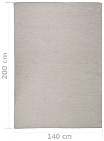 Tapete de tecido plano p/ exterior 140x200 cm cinza-acastanhado