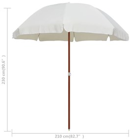 Guarda-sol de jardim com poste de aço 240 cm cor areia