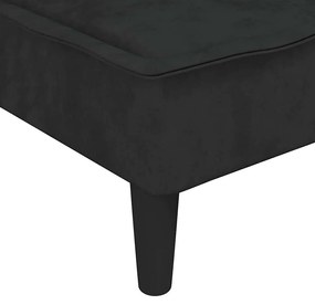 Sofá-cama em forma de L 255x140x70 cm veludo preto