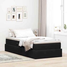 vidaXL Cama com arrumação e colchão Preto 100 x 200 cm Veludo