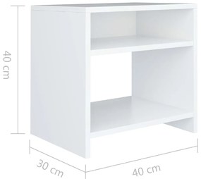 Mesas-de-cabeceira 2 pcs 40x30x40 cm aglomerado branco