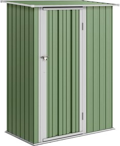 Outsunny Abrigo de Jardim 1,07㎡ 142x84x189 cm Abrigo de Armazenamento Abrigo de Ferramentas com Teto Inclinado e Porta Verde Clar | Aosom Portugal