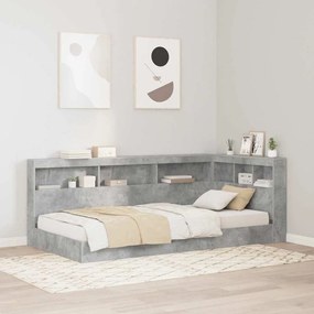 vidaXL Cama Estante Cinza Concreto 100 x 200 cm em Madeira Engenharia