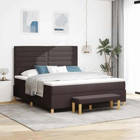Cama Box com Colchão e Banco vidaXL Marrom Escuro 180x200 cm Tecido