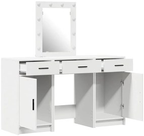 Conjunto de Mesas de Maquiagem de 3 Peças com LED de Madeira de Engenh