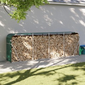 vidaXL Suporte de lenha 300x45x100 cm aço galvanizado verde