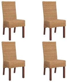 vidaXL Cadeiras de jantar 4 pcs vime genuíno castanho