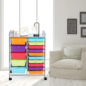 Carrinho multiusos com gavetas amovíveis e rodas com fecho Organizador de acessórios 63 x 37 x 87cm Multicolor
