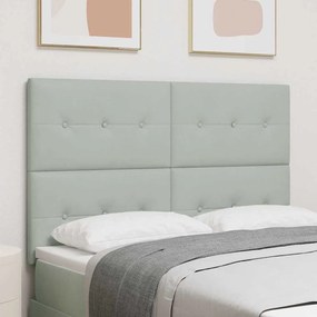 Cabeceira vidaXL Botão Almofadado Cinza Claro 140 cm Veludo