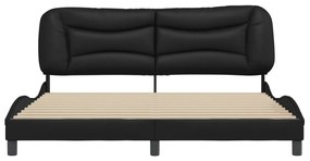 Estrutura de cama c/ cabeceira 180x200cm couro artificial preto