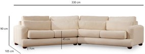 Sofá de 4 Lugares River – Bege – 330 cm x 105 cm x 90 cm