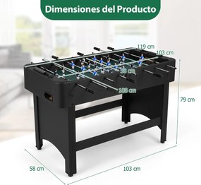 Mesa de Matraquilhos com 22 Jogadores, 2 Bolas e Marcadores Deslizantes para Crianças e Adultos Preto