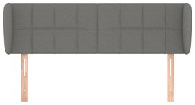 Cabeceira de cama c/ abas tecido 147x23x78/88cm cinzento-escuro