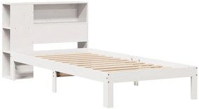 Cama com estante sem colchão 100x200 cm pinho maciço branco