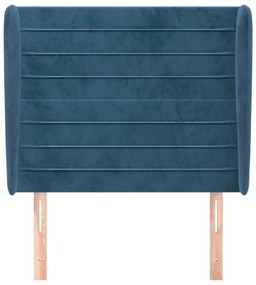 Cabeceira cama c/ abas veludo 93x23x118/128 cm azul-escuro