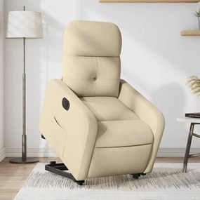 vidaXL Poltrona reclinável elevatória elétrica tecido cor creme