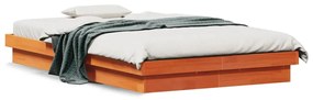 Estrutura de cama c/ LEDs 140x190 cm pinho maciço castanho mel