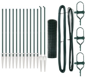 Cerca Euro com 13 Postes de Espeto 1x25 m Aço Galvanizado Verde