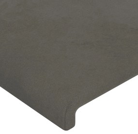 Cabeceira de cama c/ LED veludo 183x16x118/128 cm cinza-escuro