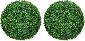 HOMCOM Jogo de 2 Bolas Topiárias Artificiais de Buxo Ø40 cm com Proteção UV para Interior e Exterior Verde | Aosom Portugal