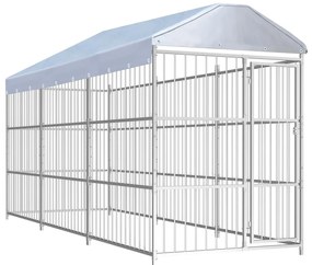 Canil de exterior com telhado 450x150x200 cm