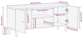 Móvel de TV 105x33x46 cm madeira de mangueira maciça