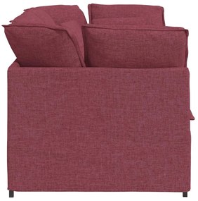 Sofá modular com almofadas tecido vermelho tinto