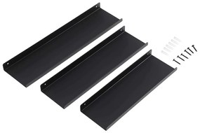 Conjunto de 3 prateleiras metálicas de parede Pretas