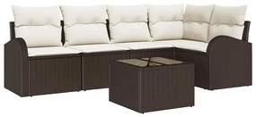 Conjunto de Sofá de Jardim 6 Peças com Almofadas Cinzas em Rattan Sint