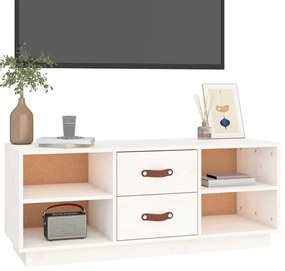 Móvel de TV 100x34x40 cm madeira de pinho maciça branco