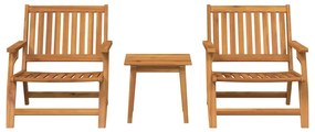 Conjunto de Cadeiras de Jardim com Mesa de Madeira Sólida de Acácia -