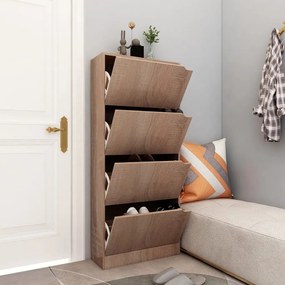 vidaXL Armário sapatos 4 portas contrapl. 59x24x136 cm carvalho sonoma