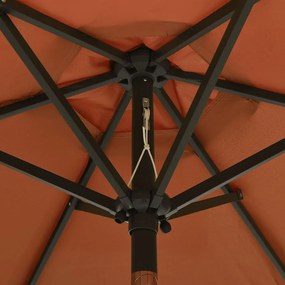 Guarda-sol de jardim c/ luzes LED 200x211 cm alumínio terracota