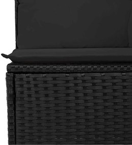 Conjunto de Sofá de Jardim de 10 Peças com Almofadas Preto Rattan Poli
