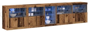 Aparador com Luzes LED Madeira Velha 283x37x67 cm Madeira de Engenhari