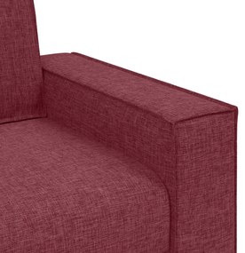 Conjunto de Sofá de 3 Peças com Almofadas Vermelho Vinho