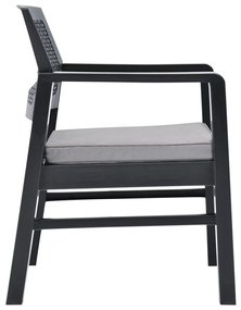 Conjunto lounge para jardim 3 pcs plástico antracite