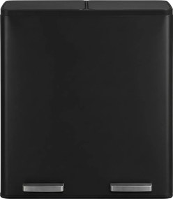 Caixote do lixo com 2 compartimentos 59,1 x 36,5 x 62,7 cm, caixote do lixo de 2 x 30 L,  com pedal e tampa com fecho suave preto
