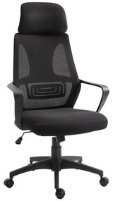 Vinsetto Cadeira de escritório ergonômica inclinável ajustável Suporta até 120 kg 64x58x116-126 cm Preto | Aosom Portugal