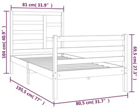Estrutura cama pequena solteiro 75x190 cm madeira maciça