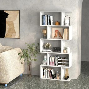 Estante de 5 níveis em forma de S com dispositivo anti-queda Divisória de sala 70 x 23,5 x 158 cm Branca