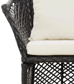 2 pcs conjunto lounge de jardim c/ almofadões vime PE preto
