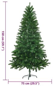 Árvore de Natal artificial agulhas realistas 150 cm verde