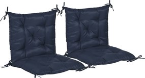 Outsunny Conjunto de 2 almofadas de assento, 98 x 50 cm almofadas para cadeira com fitas de fixação, revestimento em tecido, 8cm de espessura Azul escuro | Aosom Portugal