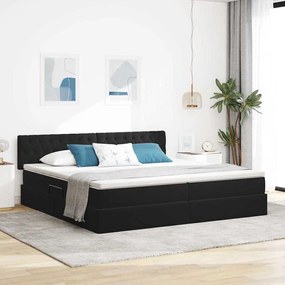 vidaXL Cama com luzes de tira LED Preto 200 x 200 cm Veludo