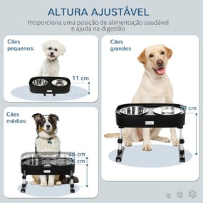 PawHut Comedouro Elevado para Cães com 4 Alturas Ajustáveis Comedouro