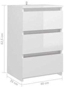 Mesas cabeceira 2 pcs derivados de madeira branco brilhante