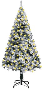 vidaXL Árvore Natal artificial pré-iluminada c/flocos neve 210cm verde