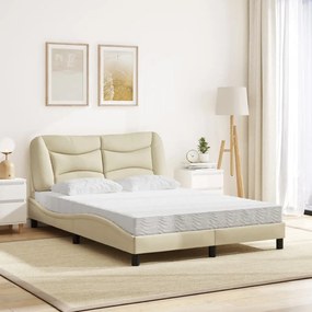 Cama com colchão 120x200 cm tecido cor creme